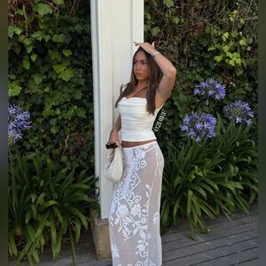 With Jean White Maxi Skirt